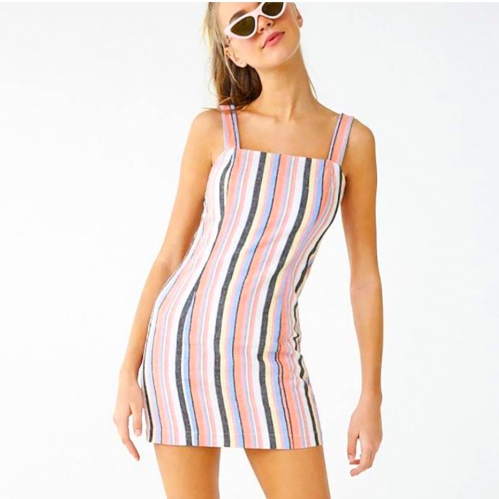 NWOT Forever 21 Multicolored Striped Linen Dress